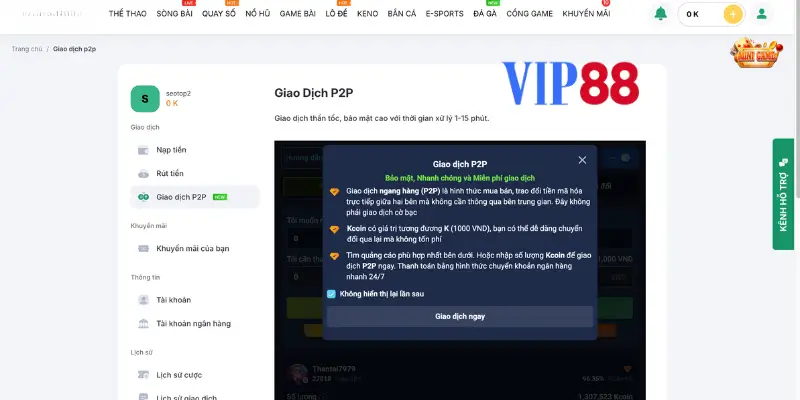 Các nguyên nhân không thể nạp tiền Vip88